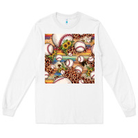 White baseball leopard cowhide sunflower seamless pattern Long Sleeve Tee - JahusDesignShop