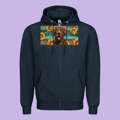 Western Chocolate Labrador License Plate Zipper Hoodie Designed By Artiststas