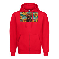 Red western chocolate labrador license plate Zipper Hoodie - Artiststas
