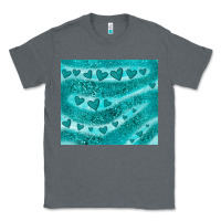 Charcoal Heather turquoise glitter heart Classic Tee - JahusDesignShop