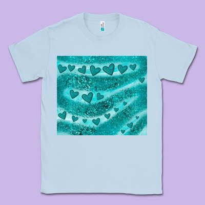 Turquoise Glitter Heart Classic Tee Designed By Jahusdesignshop