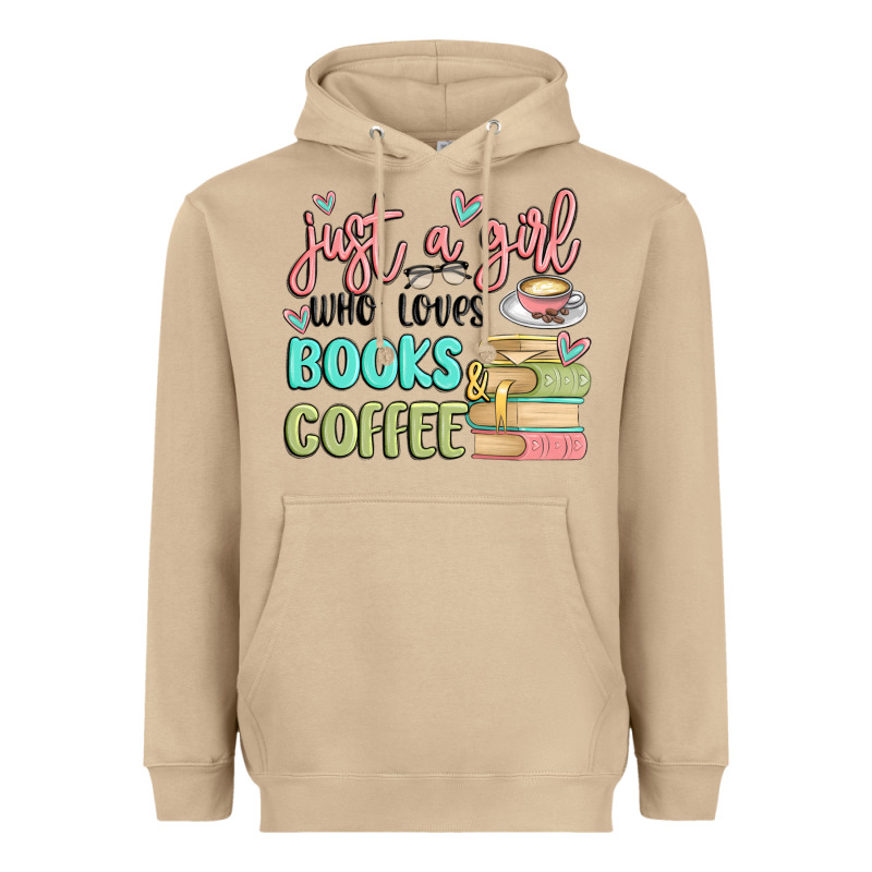 Just A Girl Who Loves Books And Coffee Heavyweight Hoodie by MaliasSmallBusiness | Teevron