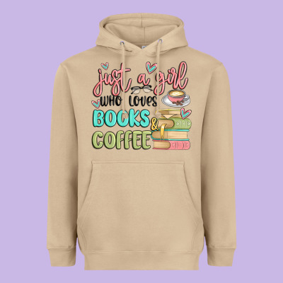 Just A Girl Who Loves Books And Coffee Heavyweight Hoodie Designed By Maliassmallbusiness