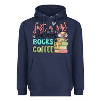 Navy just a girl who loves books and coffee Heavyweight Hoodie - MaliasSmallBusiness