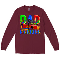 Burgundy dad of a warrior Long Sleeve Tee - AdoDesignShop