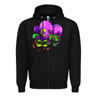 Black mardi gras heart and mask Zipper Hoodie - AdoDesignShop