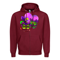 Burgundy mardi gras heart and mask Zipper Hoodie - AdoDesignShop