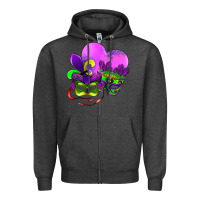 Charcoal Heather mardi gras heart and mask Zipper Hoodie - AdoDesignShop