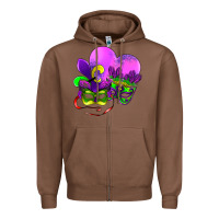 Chestnut mardi gras heart and mask Zipper Hoodie - AdoDesignShop
