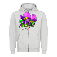 Dove Grey mardi gras heart and mask Zipper Hoodie - AdoDesignShop