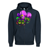 Navy mardi gras heart and mask Zipper Hoodie - AdoDesignShop