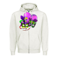 Oatmeal Heather mardi gras heart and mask Zipper Hoodie - AdoDesignShop