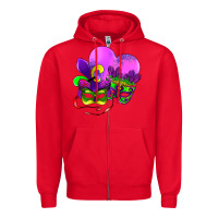 Red mardi gras heart and mask Zipper Hoodie - AdoDesignShop