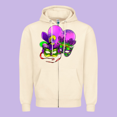 Mardi Gras Heart And Mask Zipper Hoodie Designed By Adodesignshop