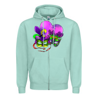 Seafoam mardi gras heart and mask Zipper Hoodie - AdoDesignShop