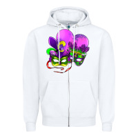 White mardi gras heart and mask Zipper Hoodie - AdoDesignShop
