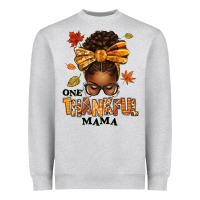 Heather Grey one thankful mama afro messy bun Heavyweight Sweatshirt - texasbilliewilder