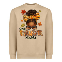 One Thankful Mama Afro Messy Bun Heavyweight Sweatshirt | Teevron