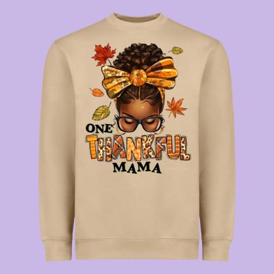 One Thankful Mama Afro Messy Bun Heavyweight Sweatshirt Designed By Texasbilliewilder