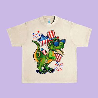 4th Of July T-rex Urban Heavy Tee Designed By Cowgirlartshop