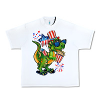 White 4th of July T-Rex Urban Heavy Tee - CowGirlArtShop