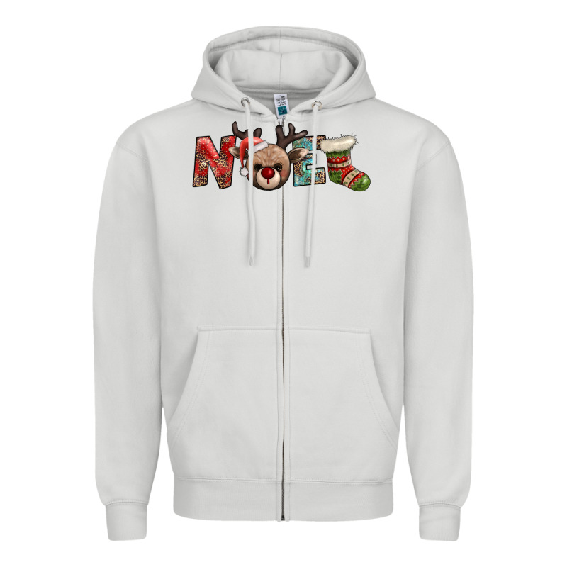 Noel With Sock And Reindeer Zipper Hoodie by AdoDesignShop | Teevron