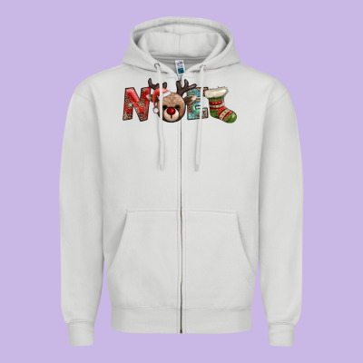 Noel With Sock And Reindeer Zipper Hoodie Designed By Adodesignshop
