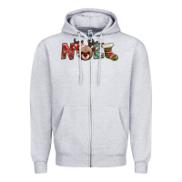 Heather Grey noel with sock and reindeer Zipper Hoodie - AdoDesignShop