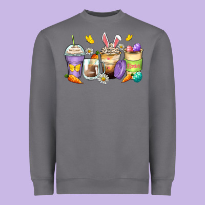 Easter Day Coffee Cups Heavyweight Sweatshirt Designed By Zillion Design Studio