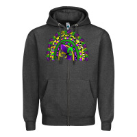 Charcoal Heather mardi gras rainbow Zipper Hoodie - AdoDesignShop