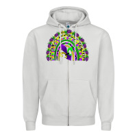 Dove Grey mardi gras rainbow Zipper Hoodie - AdoDesignShop