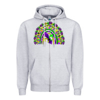 Heather Grey mardi gras rainbow Zipper Hoodie - AdoDesignShop