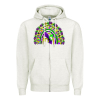 Oatmeal Heather mardi gras rainbow Zipper Hoodie - AdoDesignShop