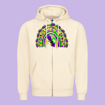 Mardi Gras Rainbow Zipper Hoodie Designed By Adodesignshop