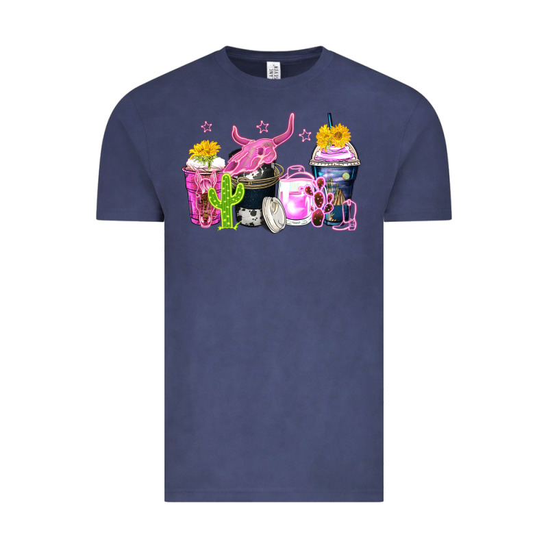 Neon Western Coffee Cups Vintage Tee by Zillion Design Studio | Teevron