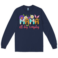Navy mama all day everyday Long Sleeve Tee - Artiststas