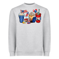 Heather Grey 4th of july coffee cups Heavyweight Sweatshirt - Zillion Design Studio