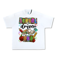 White School driver bus Urban Heavy Tee - CowhideDigitalArt