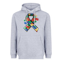 Heather Grey autism puzzle ribbon Heavyweight Hoodie - MaliasSmallBusiness