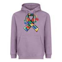 Lavender autism puzzle ribbon Heavyweight Hoodie - MaliasSmallBusiness