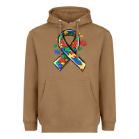 Toasted Coconut autism puzzle ribbon Heavyweight Hoodie - MaliasSmallBusiness