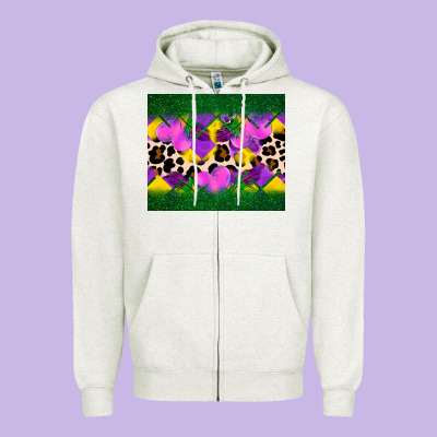 Mardi Gras Leopard And Heart Zipper Hoodie Designed By Adodesignshop