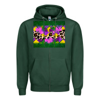 Sports Green mardi gras Leopard and heart Zipper Hoodie - AdoDesignShop