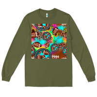 Army Green football tie dye gemstone sunflower seamless pattern Long Sleeve Tee - JahusDesignShop