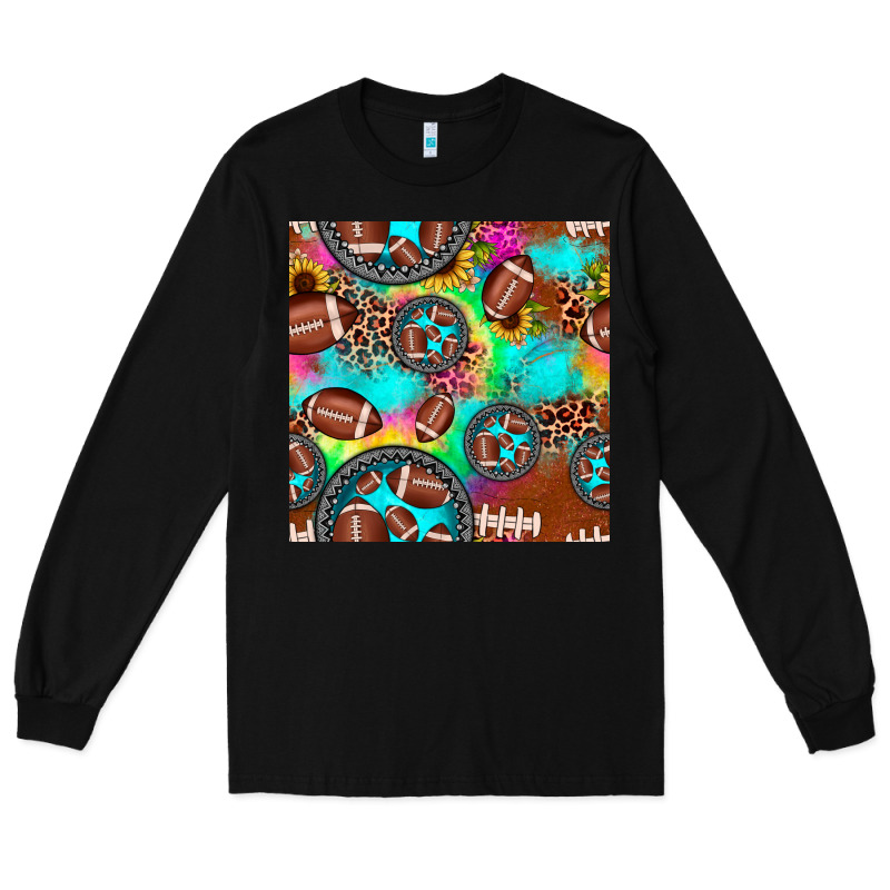 Football Tie Dye Gemstone Sunflower Seamless Pattern Long Sleeve Tee by JahusDesignShop | Teevron