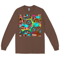 Chestnut football tie dye gemstone sunflower seamless pattern Long Sleeve Tee - JahusDesignShop