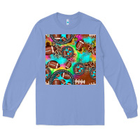 Colony Blue football tie dye gemstone sunflower seamless pattern Long Sleeve Tee - JahusDesignShop