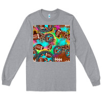 Heather Grey football tie dye gemstone sunflower seamless pattern Long Sleeve Tee - JahusDesignShop