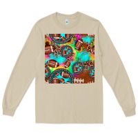 Mushroom football tie dye gemstone sunflower seamless pattern Long Sleeve Tee - JahusDesignShop