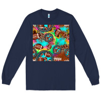 Navy football tie dye gemstone sunflower seamless pattern Long Sleeve Tee - JahusDesignShop